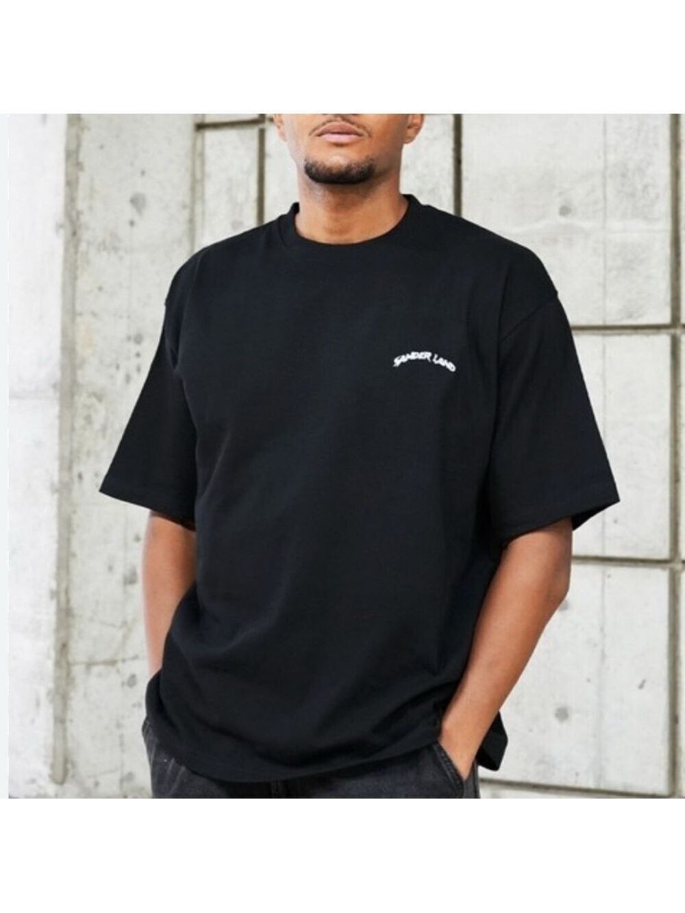 SANDER LAND 9.1oz Magnum Weight Arch Embroidered Logo Oversized SS T-Shirt sz L